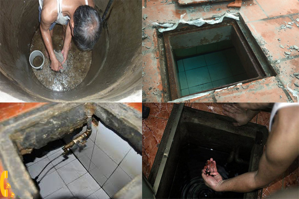 thau rửa bể nước huyện Quốc Oai